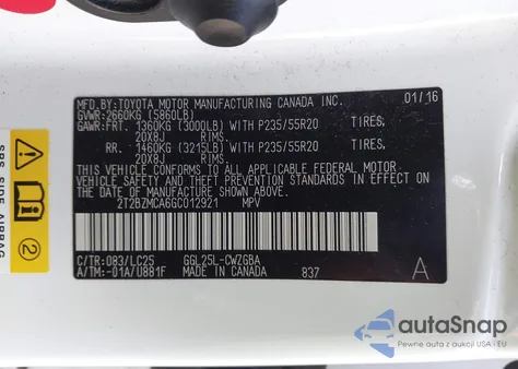 2016 Lexus Rx 350 F Sport z USA, uszkodzony, nr VIN 2T2BZMCA6GC012921